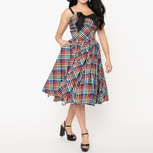 Unique Vintage Rainbow Swing Dress - NWT - Picture 10 of 10